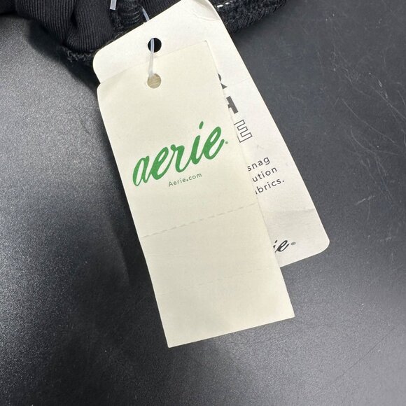 One Shoulder Black Ribbed Cutout Swimsuit Full Coverage UPF 50 Medium Aerie - Picture 6 of 11